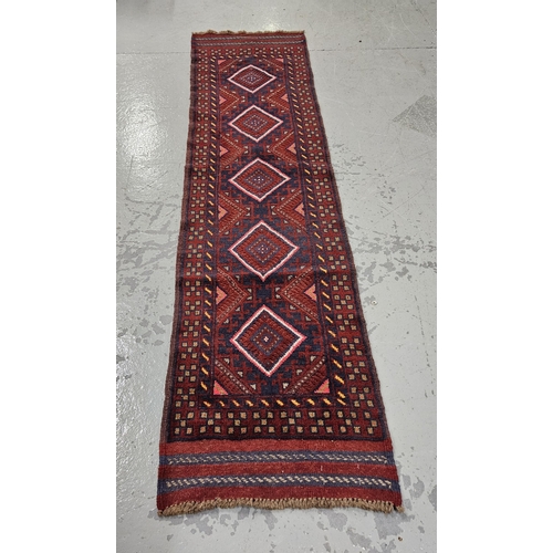 243 - Handwoven 100% full wool pile Afghan Meshkin Runner, traditional design (woven on wool kilm), 2.55mL... 