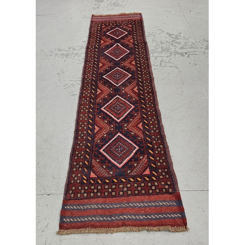 243 - Handwoven 100% full wool pile Afghan Meshkin Runner, traditional design (woven on wool kilm), 2.55mL... 