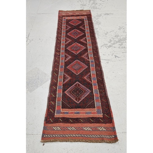 244 - Handwoven 100% full wool pile Afghan Meshkin Runner, traditional design (woven on wool kilm), 2.55mL... 