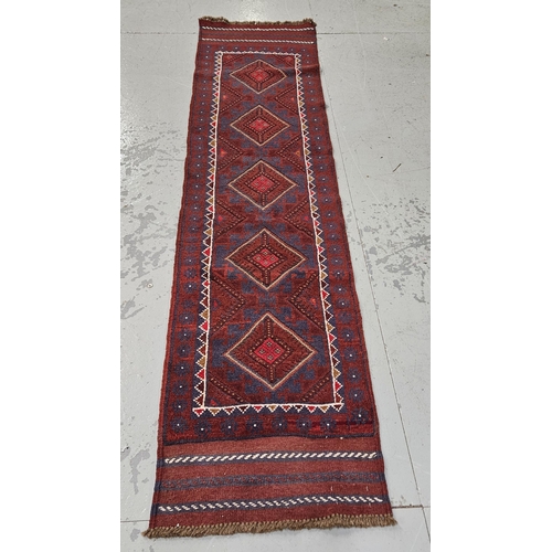 245 - Handwoven 100% full wool pile Afghan Meshkin Runner, traditional design (woven on wool kilm), 2.55mL... 