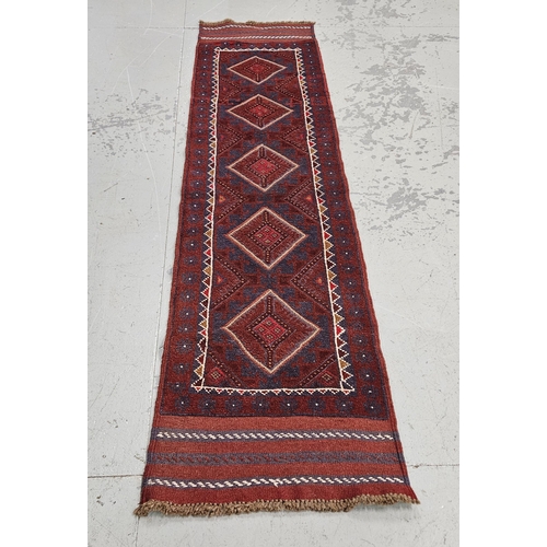 245 - Handwoven 100% full wool pile Afghan Meshkin Runner, traditional design (woven on wool kilm), 2.55mL... 