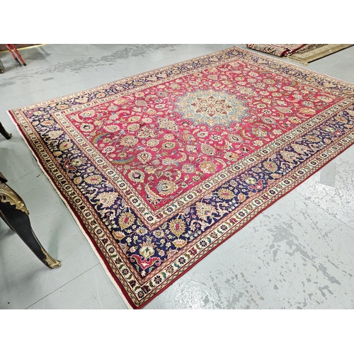 246 - Multi coloured fine handwoven Persian Tabriz Carpet, with Chavchafi traditional design, central turq... 