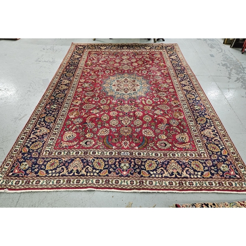 246 - Multi coloured fine handwoven Persian Tabriz Carpet, with Chavchafi traditional design, central turq... 