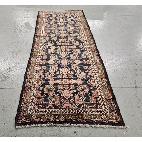 248 - Vintage blue ground Persian Sourek Runner, with an all over pattern, hints of dark pink, red, cream,... 