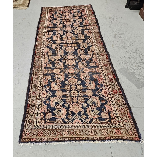 248 - Vintage blue ground Persian Sourek Runner, with an all over pattern, hints of dark pink, red, cream,... 