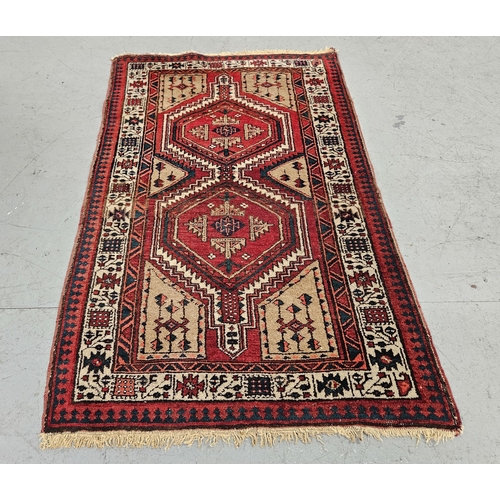 250 - Washed red full pile hand woven Afghan Belouchi Nomadic Rug, hand woven with worsted wool