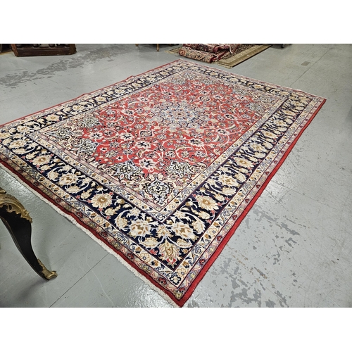 252 - Red superior Persian Najafasbad hand woven in the Isfahan Region of Iran, traditional design, 3.32m ... 