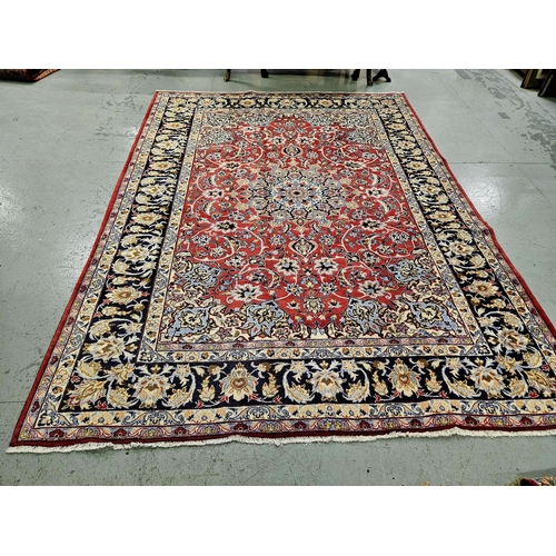 252 - Red superior Persian Najafasbad hand woven in the Isfahan Region of Iran, traditional design, 3.32m ... 