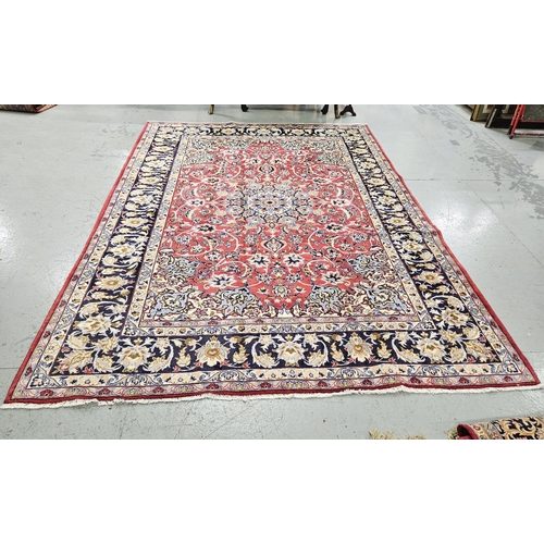 252 - Red superior Persian Najafasbad hand woven in the Isfahan Region of Iran, traditional design, 3.32m ... 