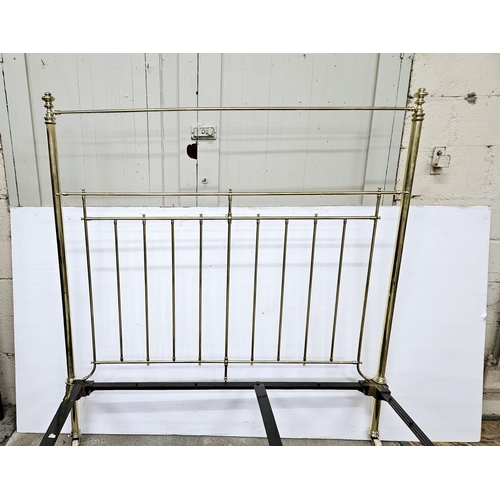 268 - Victorian Brass Bed Frame, 5 feet wide, with circular bar designs to the head and foot, in excellent... 