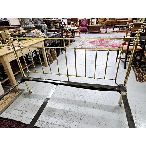 268 - Victorian Brass Bed Frame, 5 feet wide, with circular bar designs to the head and foot, in excellent... 