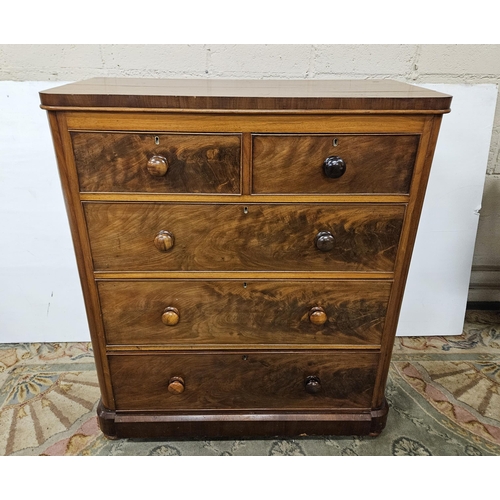 269 - Victorian Mahogany Chest of Drawers - 2 short drawers over 3 long drawers - on a platform base, turn... 