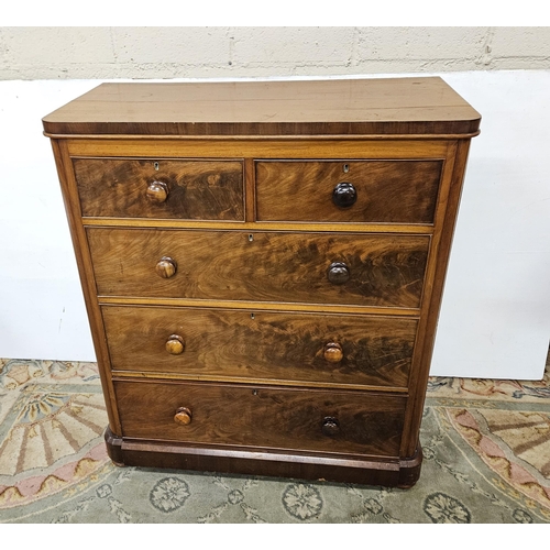 269 - Victorian Mahogany Chest of Drawers - 2 short drawers over 3 long drawers - on a platform base, turn... 