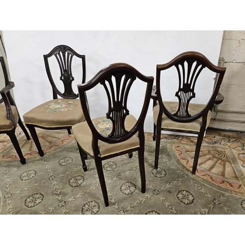 319 - Set of 8 x 19thC Hepplewhite Mahogany Dining Chairs, including a pair of Carvers, all with shield sh... 