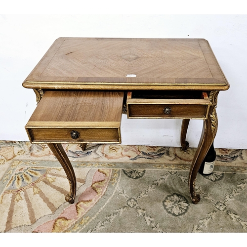 41 - French Mahogany Centre Table, the nicely cross-banded top over a shaped frieze with 1 drawer and 1 s... 