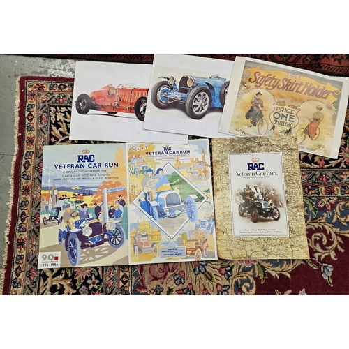 442 - 3 x original RAC Veteran Car Run Posters from the 1985, 86, 87 (some wear), about 40cmH & 3 modern c... 