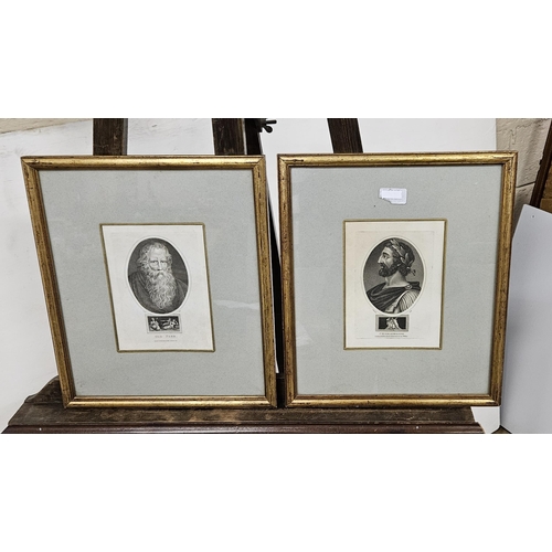 472 - Pair of antique lithographs, classic portraits 