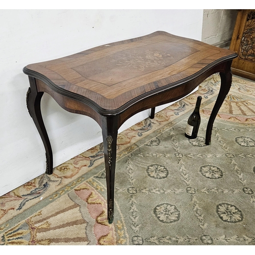 68 - Marquetry Inlaid Low-Sized Occasional / Coffee Table, good floral spray detail, on sabre legs with g... 