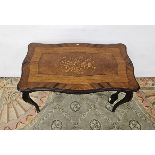 68 - Marquetry Inlaid Low-Sized Occasional / Coffee Table, good floral spray detail, on sabre legs with g... 