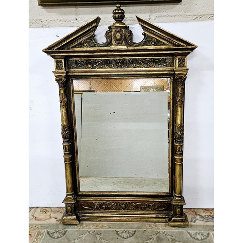 322 - Antique Pier Mirror, in the style of Booker, architectural form with a broken pediment centred by a ... 