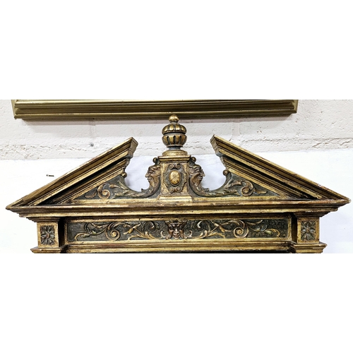 322 - Antique Pier Mirror, in the style of Booker, architectural form with a broken pediment centred by a ... 