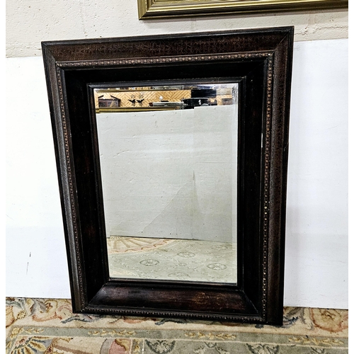 328 - Contemporary Wall Mirror, with a simulated bamboo and brown leather finish, bevelled plate glass, 13... 