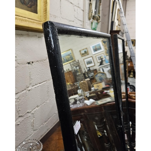 420 - Matching Pair of early 20thC Wall / Bar Mirrors, in rectangular black painted pine frames, each 184c... 