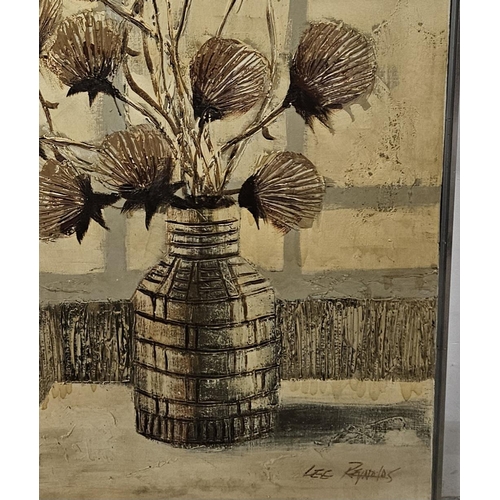 481 - Lee Reynolds (original 1970's), large Oil on Canvas, dried flowers still life in a vase (no damage) ... 