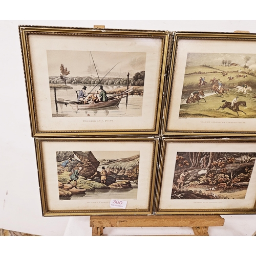 484 - Set of 4 small sporting lithographs, after Alken, in gilt frames (wear), each 22 x 25cm