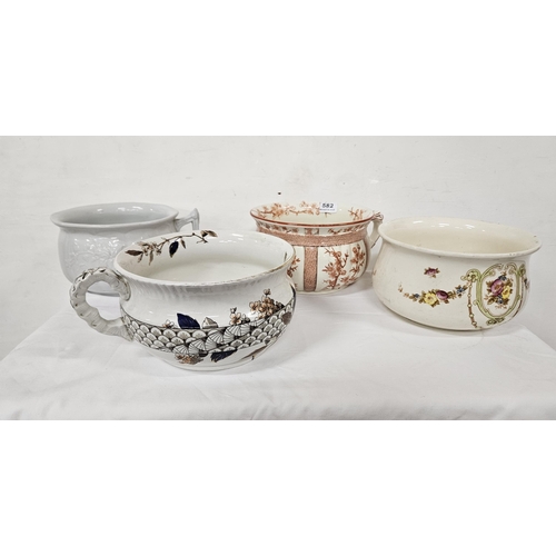 502 - 4 ceramic Toilet Bowls, floral decorated