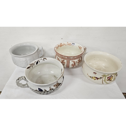 502 - 4 ceramic Toilet Bowls, floral decorated