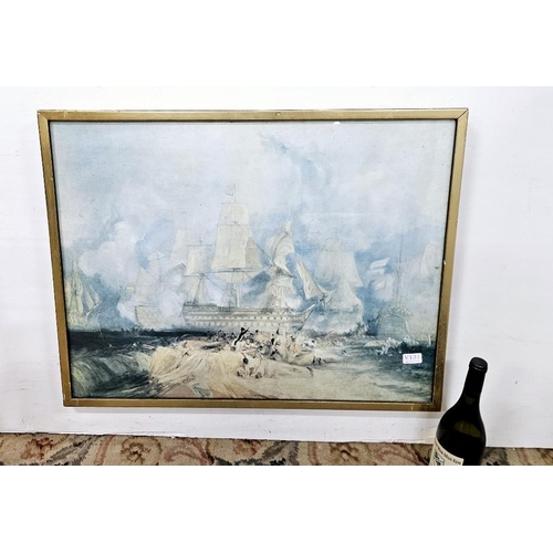 229 - Framed Athena Print  after J.M. W. Turner  Sketch for the Battle of Trafalgar 1823 (Tate Gallery)... 