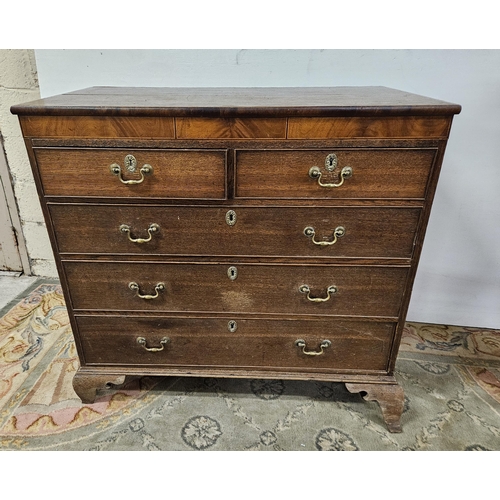 61 - Georgian Oak Chest of Drawers, with 2 short drawers, 3 long drawers, on bracket feet, brass drop han... 