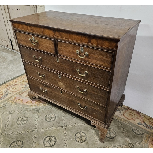 61 - Georgian Oak Chest of Drawers, with 2 short drawers, 3 long drawers, on bracket feet, brass drop han... 