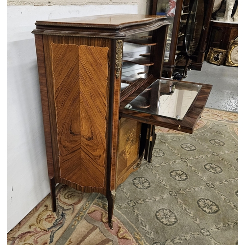 281 - Good Quality early 20thC Kingwood Drinks Cabinet, the fold-down tray top opening to a mirrored shelf... 