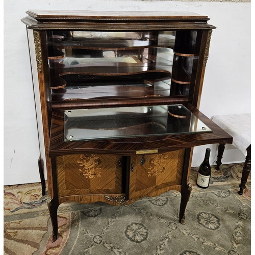 281 - Good Quality early 20thC Kingwood Drinks Cabinet, the fold-down tray top opening to a mirrored shelf... 