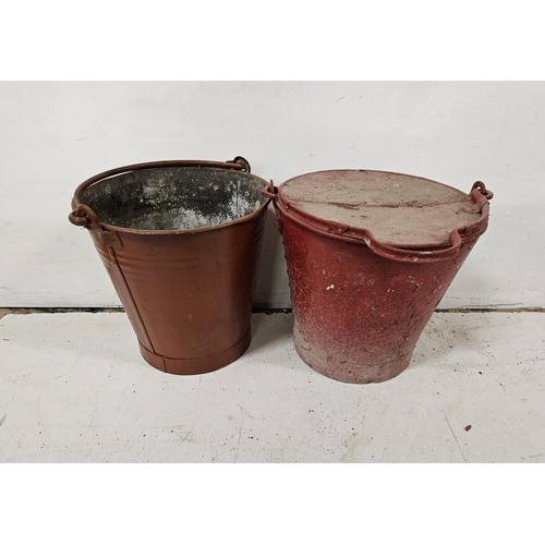 534 - 2 aluminium buckets with handles (painted red) (including 1 fire bucket) (2)