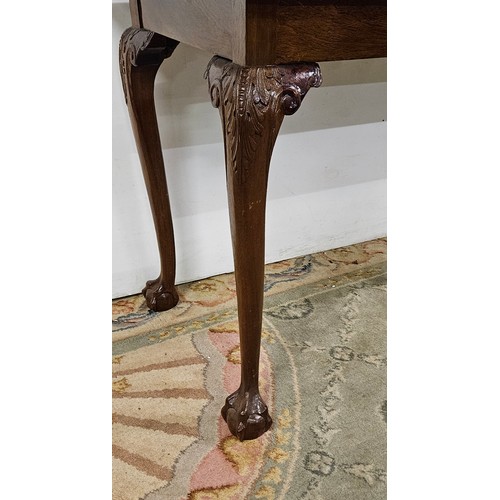 52 - Matching Pair of Mahogany rectangular top side Tables, moulded edges, on 4 cabriole legs with ball a... 