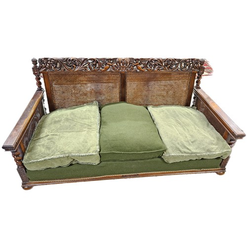 22 - 19thC French 3-Piece Walnut Bergere Suite, with cane work seat backs and sides, deep seats and back ... 