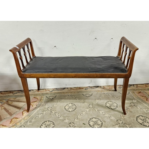 30 - 2-Seater Bergere Back Inl Mahogany Settee (red velvet seat) 122cmW x 75cmH & an Edw. Inlaid Window S... 