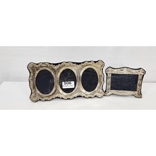 14 - 2 photo frames - 1 triple (glass damaged, 25cmW) & 1 small rectangular frame 13cmW) (2)