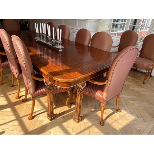 56 - Set of 6 Italian Designer Carver Dining Chairs, with curved backs and large seats, nicely covered wi... 