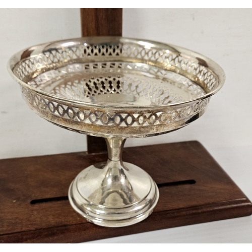1 - Chester Silver Bon Bon Dish on stand with pierced rim, 117 grams, hallmarked 1912,, 12.5cmH