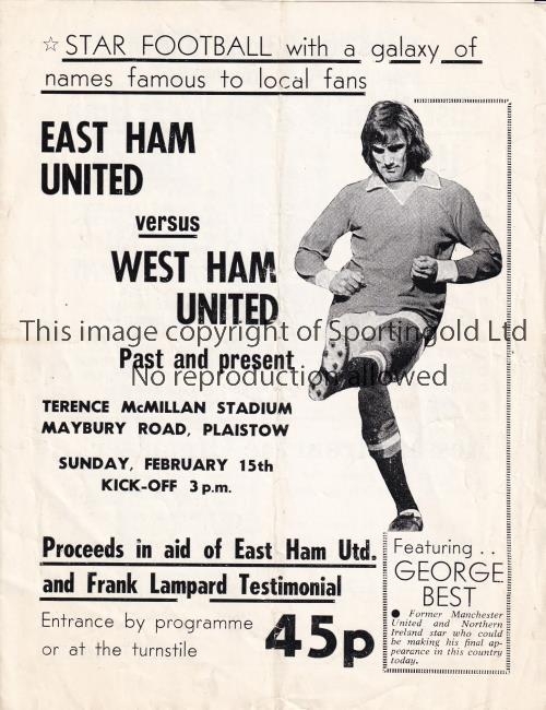 GEORGE / WEST HAM UNITED for East Ham v West Ham United 15/2 in which Best