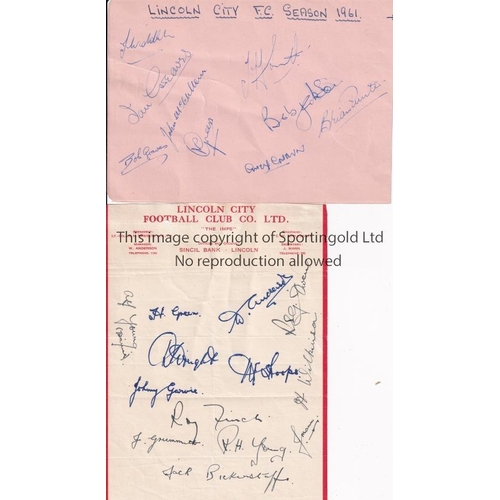 1449 - LINCOLN CITY AUTOGRAPHS 1950/1      A Lincoln City headed sheet from 1950/1 season signed with 13 au... 