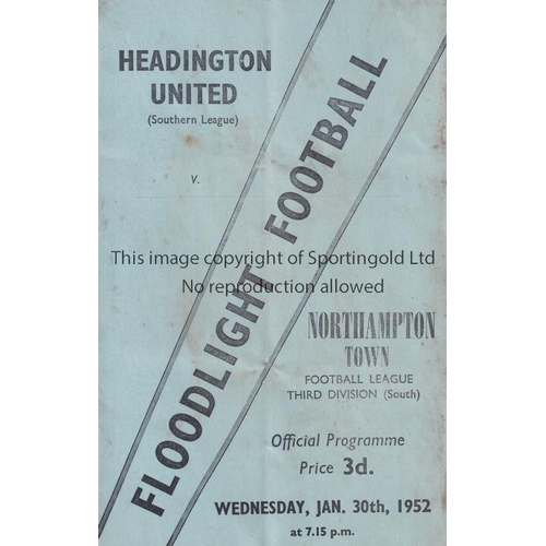 76 - HEADINGTON / NORTHAMPTON     Four page card programme for the floodlight friendly match v Northampto... 