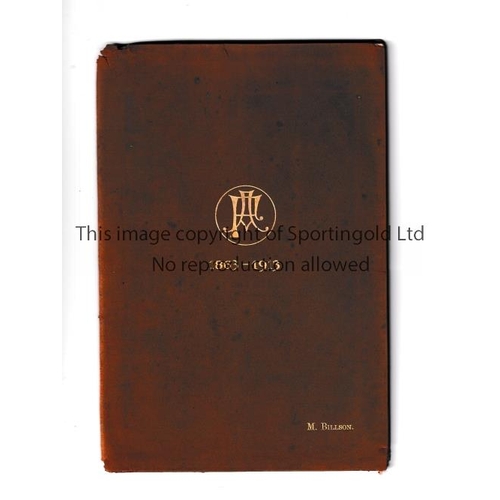 387 - THE F.A. 50TH ANNIVERSARY 1913      Suede cover brochure for the Football Association Jubilee Banque... 