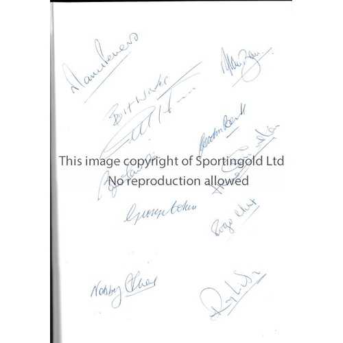 401 - ENGLAND AUTOGRAPHS 1966     Hardback book and dust jacket, The Official F.A. History, signed by 10 o... 