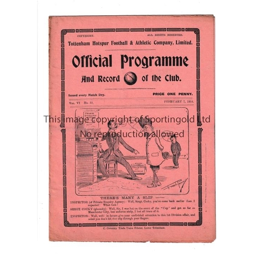 413 - TOTTENHAM HOTSPUR V MANCHESTER UNITED 1914     Gatefold programme for the League match at Tottenham ... 