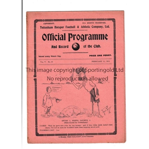 415 - TOTTENHAM HOTSPUR     Gatefold programme for the home League match v Sheffield United 22/2/1913.    ... 